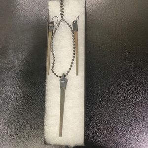 Appalachian Good Luck Railroad Pin- pendant and earrings